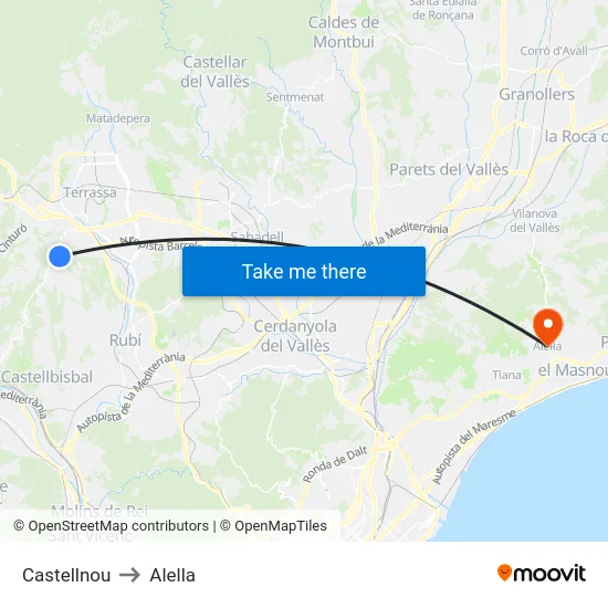 Castellnou to Alella map