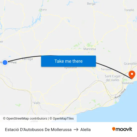 Estació D’Autobusos De Mollerussa to Alella map