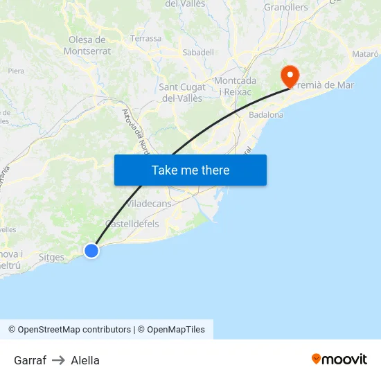 Garraf to Alella map
