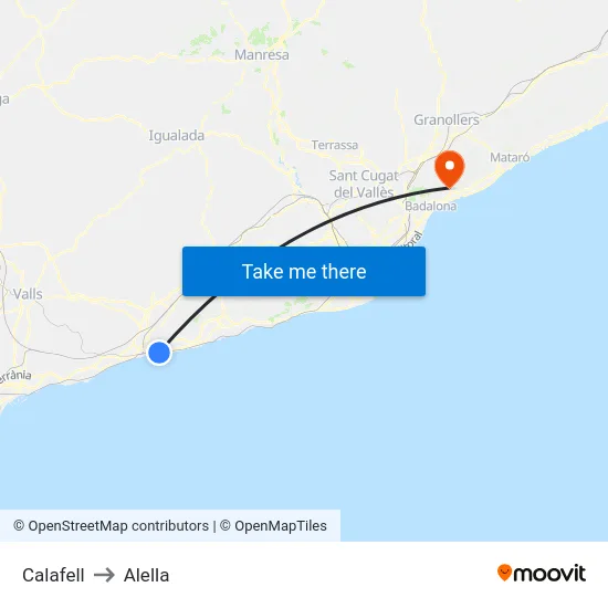 Calafell to Alella map