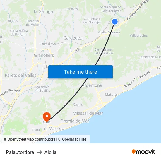 Palautordera to Alella map