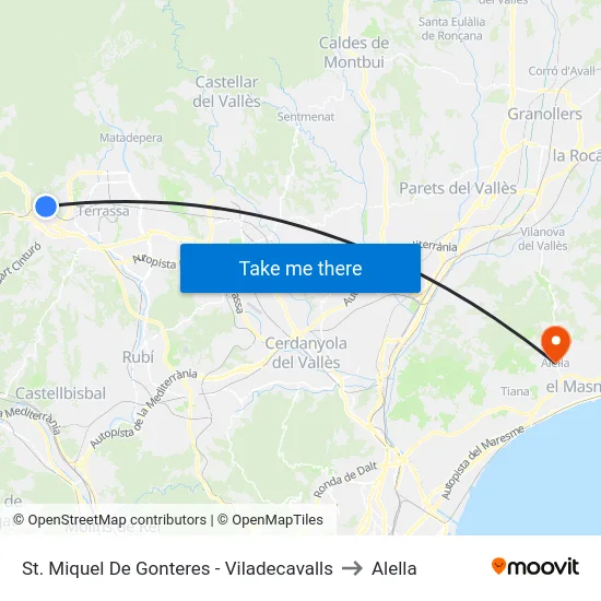 St. Miquel De Gonteres - Viladecavalls to Alella map
