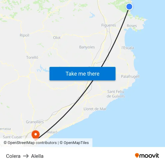 Colera to Alella map