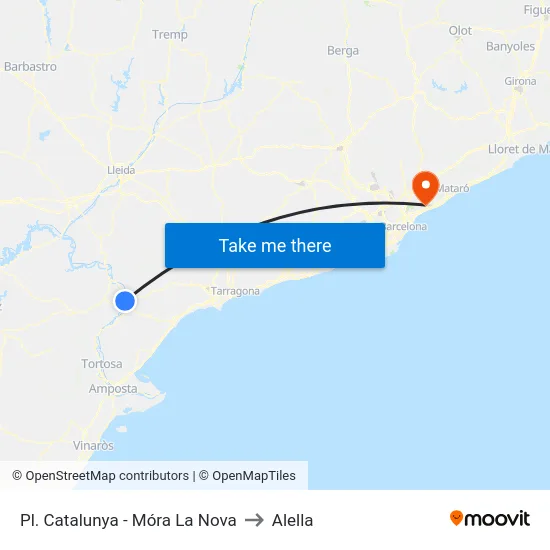 Pl. Catalunya - Móra La Nova to Alella map