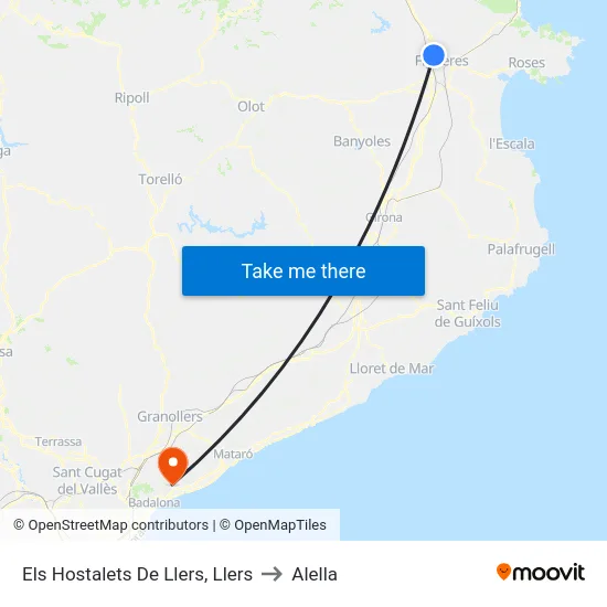 Els Hostalets De Llers, Llers to Alella map