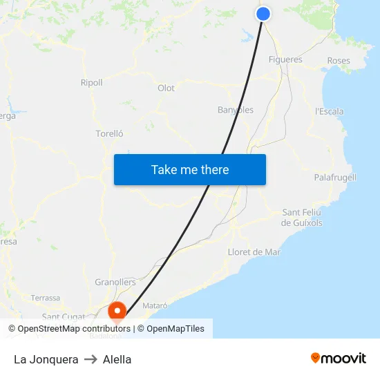 La Jonquera to Alella map