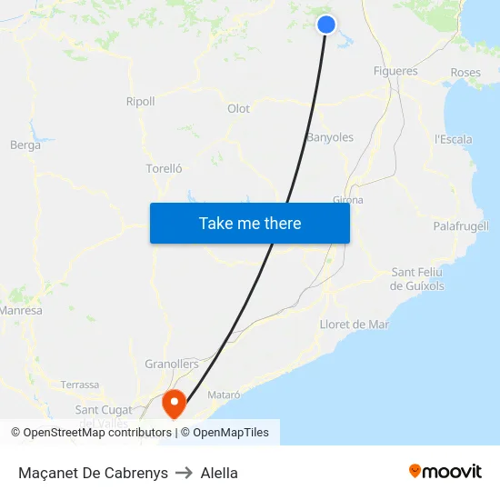 Maçanet De Cabrenys to Alella map