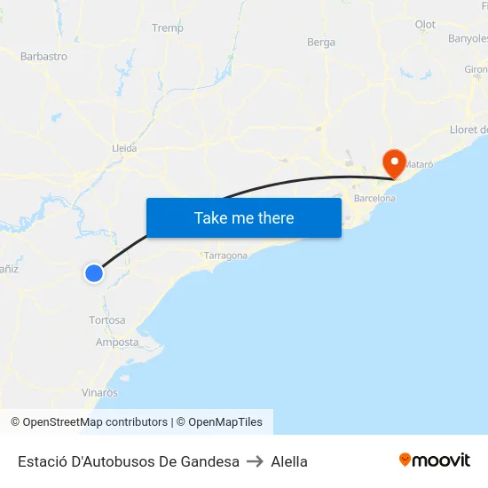 Estació D'Autobusos De Gandesa to Alella map