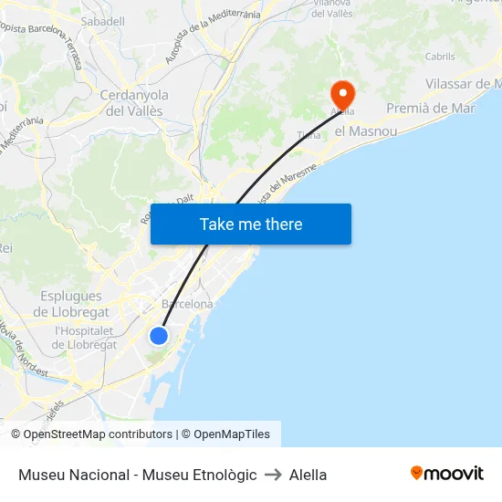 Museu Nacional - Museu Etnològic to Alella map