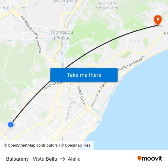 Balsareny - Vista Bella to Alella map