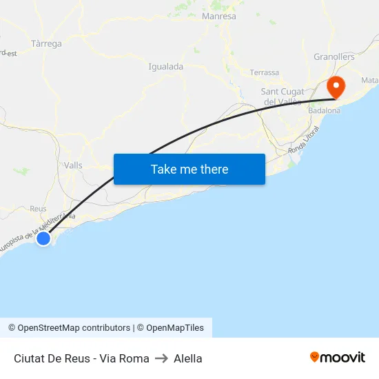 Ciutat De Reus - Via Roma to Alella map