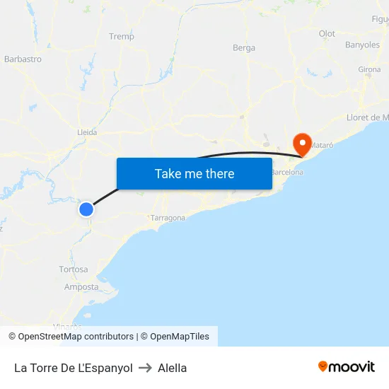 La Torre De L'Espanyol to Alella map