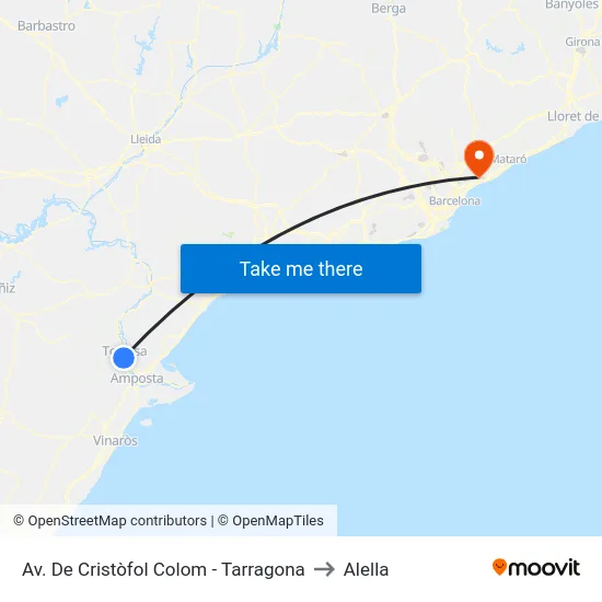 Av. De Cristòfol Colom - Tarragona to Alella map
