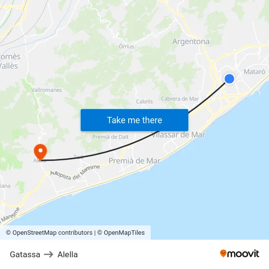 Gatassa to Alella map