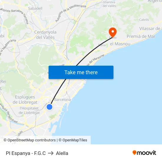 Pl Espanya - F.G.C to Alella map