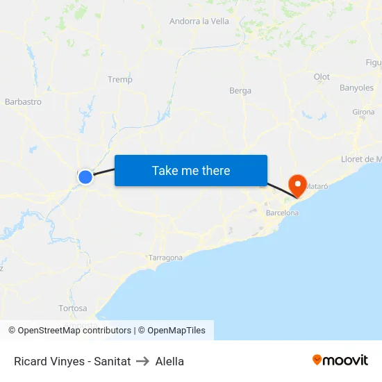 Ricard Vinyes - Sanitat to Alella map