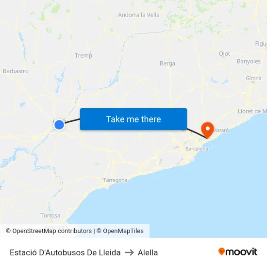 Estació D'Autobusos De Lleida to Alella map