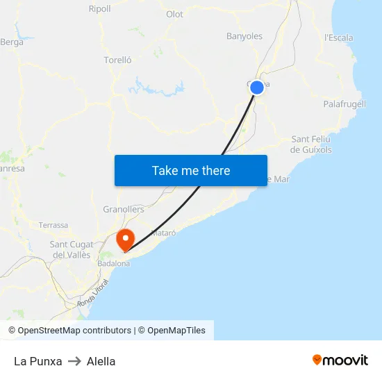 La Punxa to Alella map