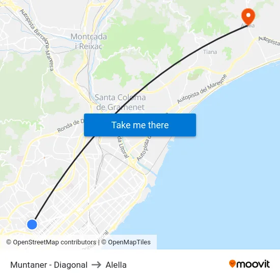 Muntaner - Diagonal to Alella map