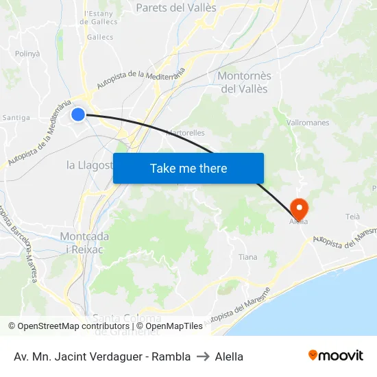 Av. Mn. Jacint Verdaguer - Rambla to Alella map
