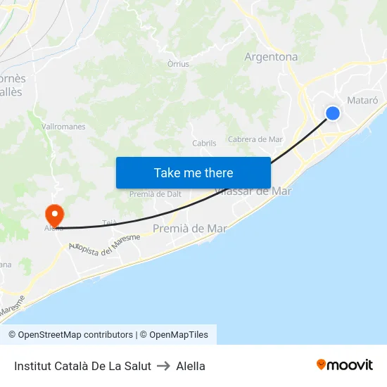 Institut Català De La Salut to Alella map