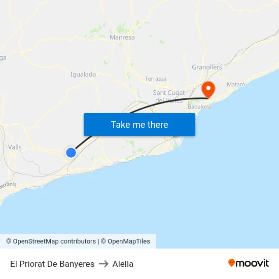El Priorat De Banyeres to Alella map