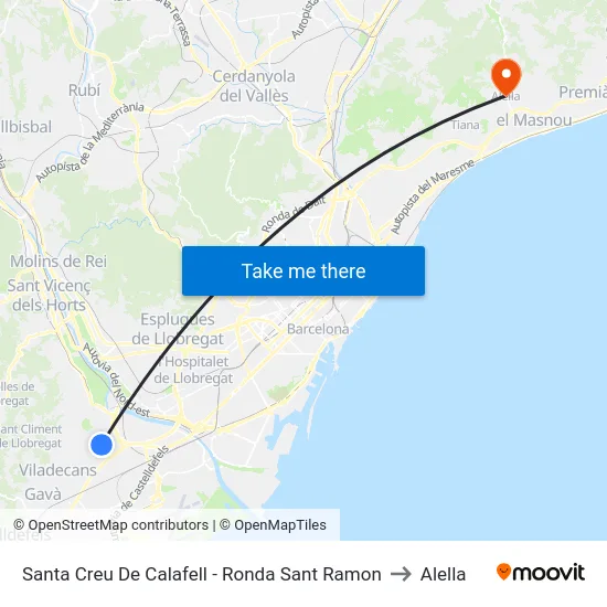 Santa Creu De Calafell - Ronda Sant Ramon to Alella map