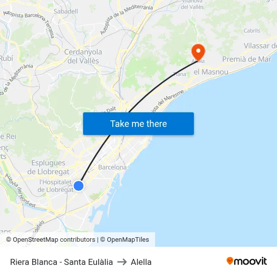Riera Blanca - Santa Eulàlia to Alella map