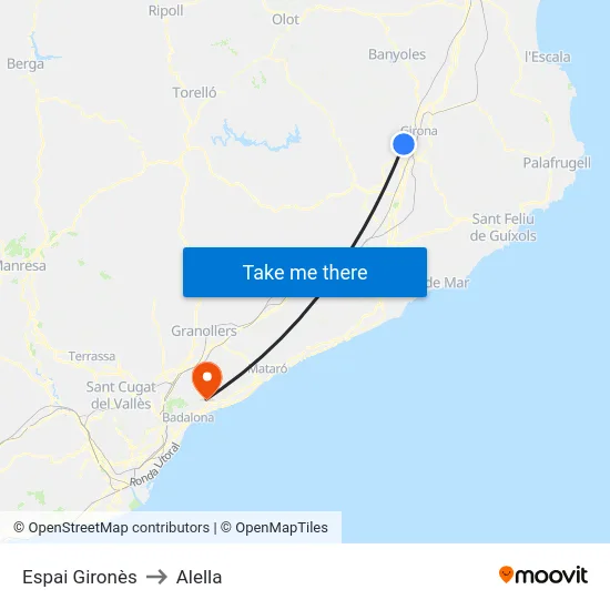 Espai Gironès to Alella map