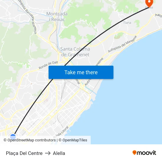 Plaça Del Centre to Alella map