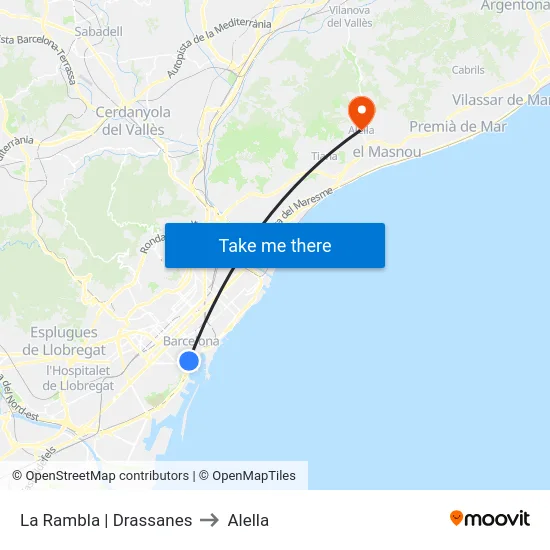 La Rambla | Drassanes to Alella map