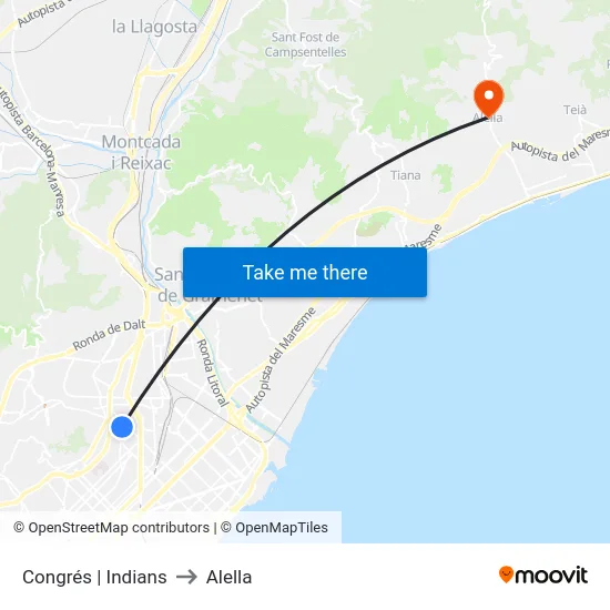 Congrés | Indians to Alella map