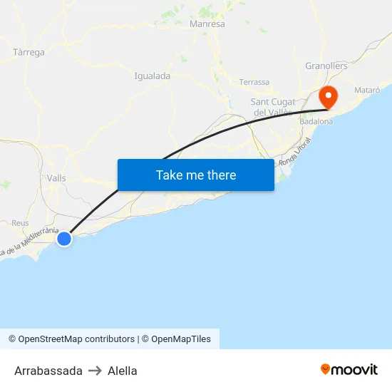 Arrabassada to Alella map