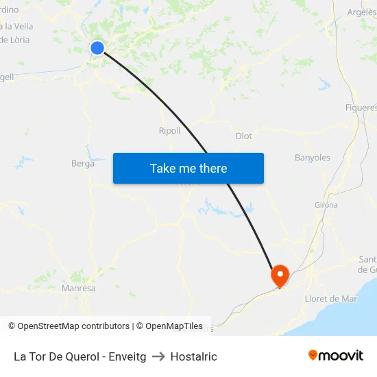 La Tor De Querol - Enveitg to Hostalric map