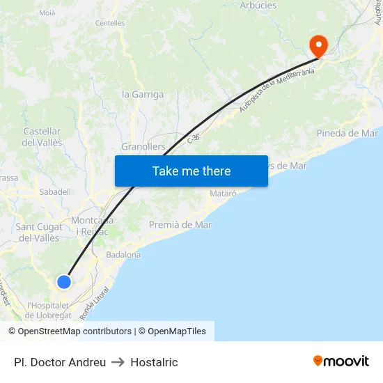 Pl. Doctor Andreu to Hostalric map