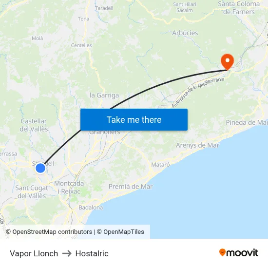 Vapor Llonch to Hostalric map