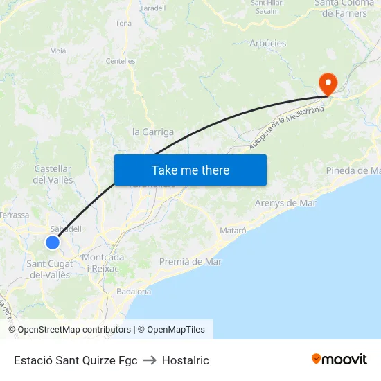 Estació Sant Quirze Fgc to Hostalric map