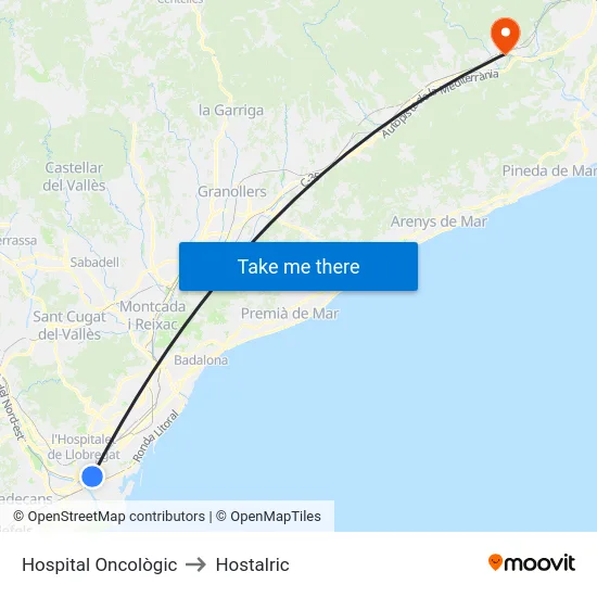 Hospital Oncològic to Hostalric map