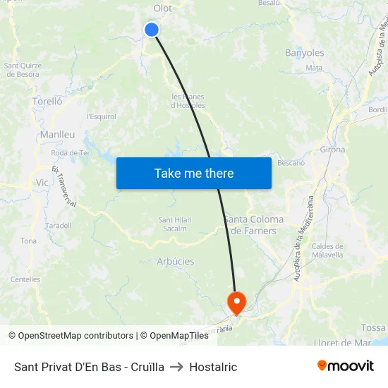 Sant Privat D'En Bas - Cruïlla to Hostalric map