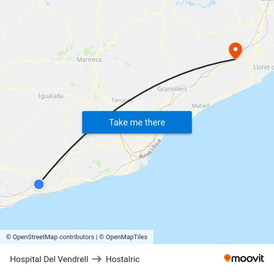 Hospital Del Vendrell to Hostalric map