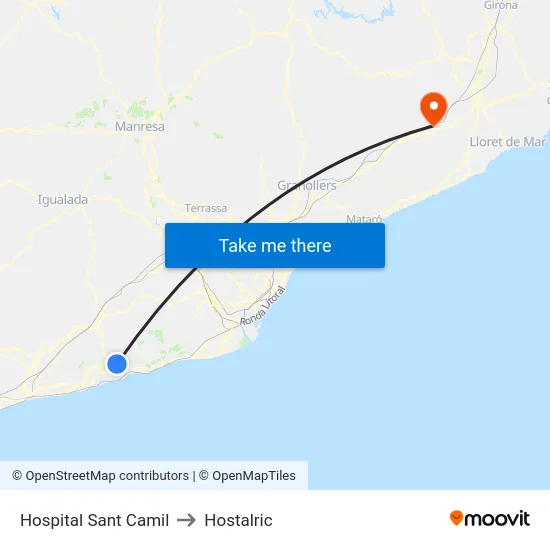 Hospital Sant Camil to Hostalric map