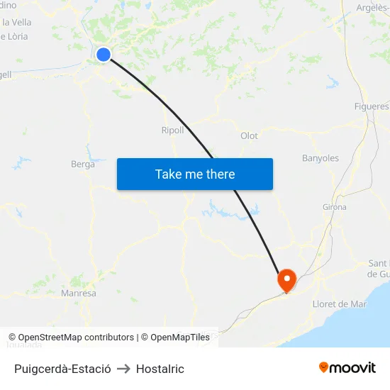 Puigcerdà-Estació to Hostalric map