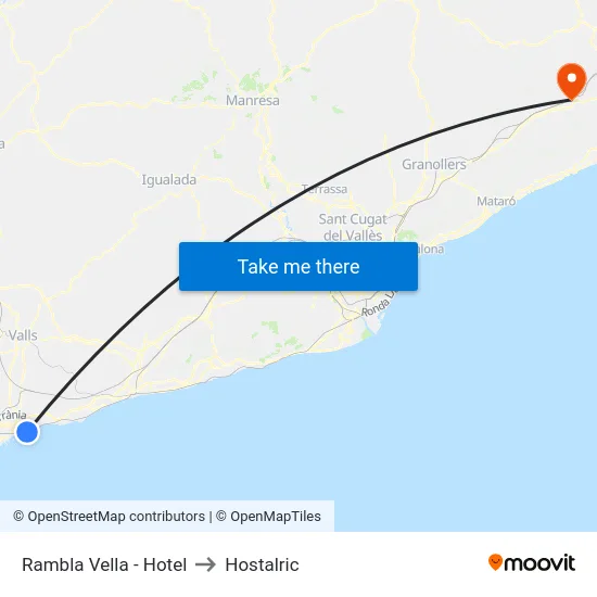 Rambla Vella - Hotel to Hostalric map
