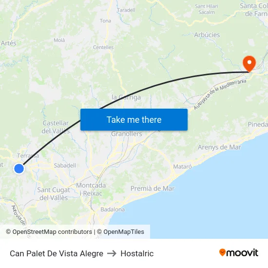 Can Palet De Vista Alegre to Hostalric map