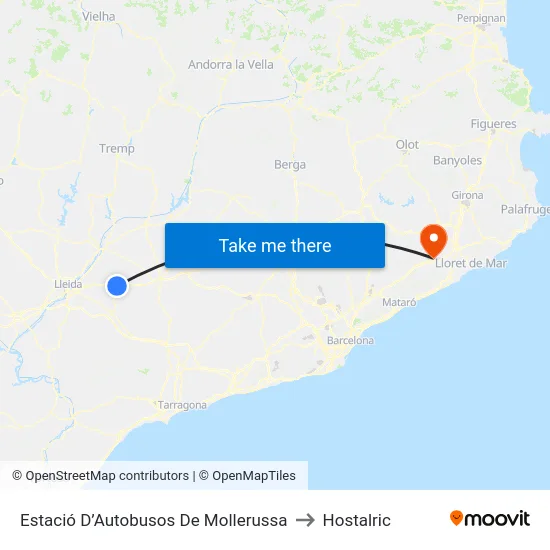Estació D’Autobusos De Mollerussa to Hostalric map