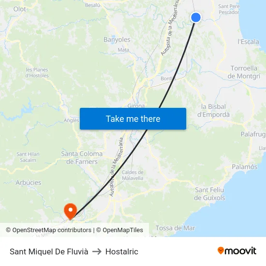 Sant Miquel De Fluvià to Hostalric map