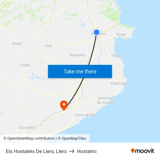 Els Hostalets De Llers, Llers to Hostalric map