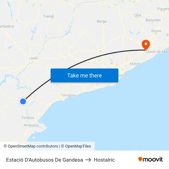 Estació D'Autobusos De Gandesa to Hostalric map