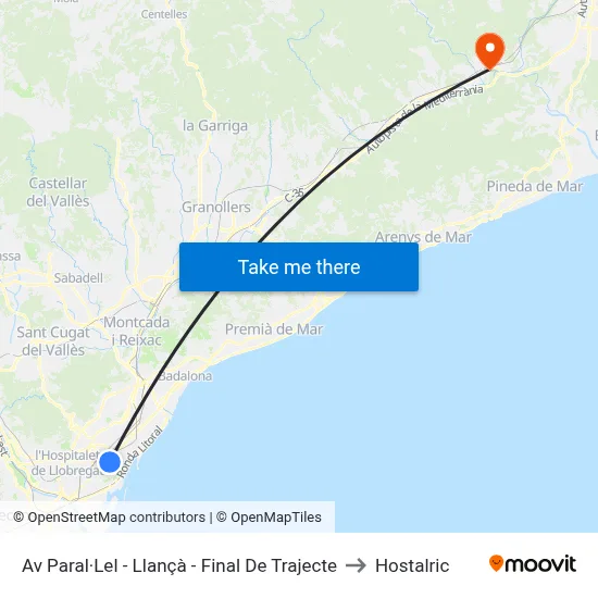 Av Paral·Lel - Llançà - Final De Trajecte to Hostalric map