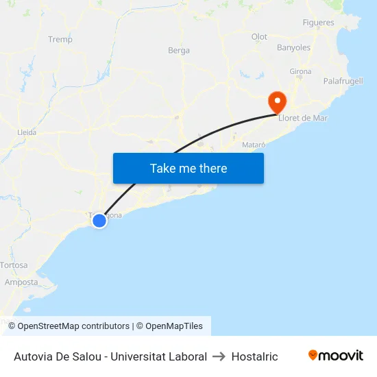 Autovia De Salou - Universitat Laboral to Hostalric map
